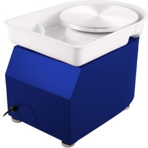 pottery wheel 28cm pottery forming machine with detachable basin foot pedal control 350w art craft diy clay tool for art craft work and home diy blue, 18 piece
