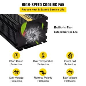 power inverter, 2000w modified sine wave inverter, dc 12v to ac 120v car converter, with lcd display, remote controller, led indicator, ac outlets inverter for truck rv car boat travel camping