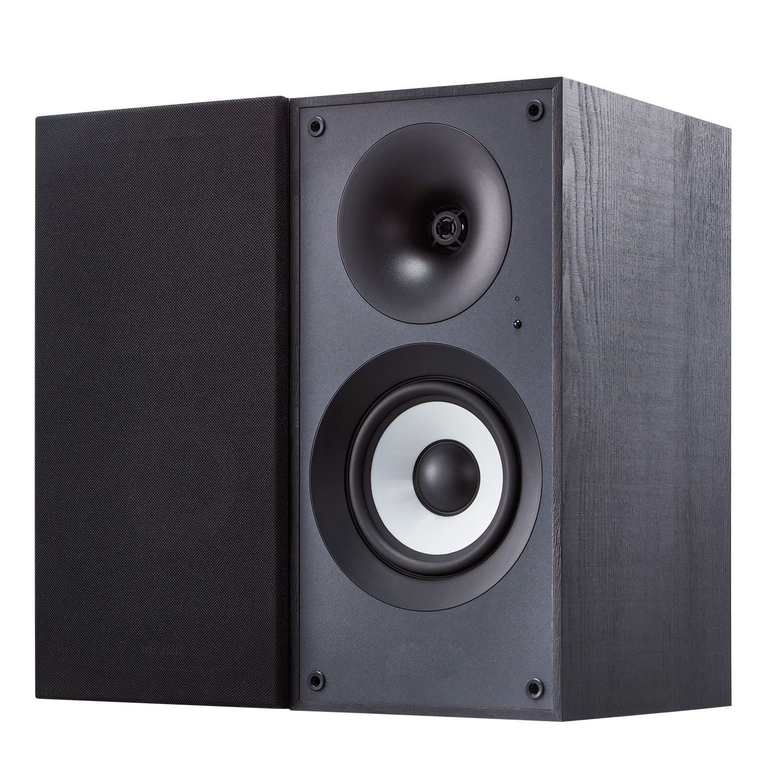 powered bookshelf speakers, 25w x 2, active studio monitor speaker with 5.5 inch woofer, bluetooth/rca/coaxial/optical/usb/subwoofer connection, wooden enclosure, for record player turntable pc