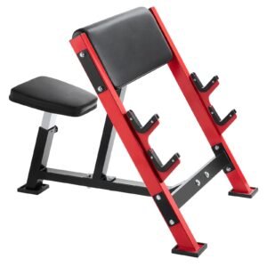 Preacher Curl Bench, Strength Training Benches, Max load 660 LBS Home Gym Fitness Equipment, Seated Arm Isolated Barbell Dumbbell Bicep Station, Adjustable Weight Bench with Bar Holders