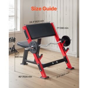 preacher curl bench, strength training benches, max load 660 lbs home gym fitness equipment, seated arm isolated barbell dumbbell bicep station, adjustable weight bench with bar holders