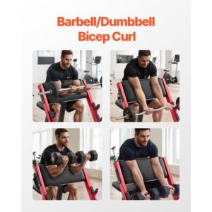 preacher curl bench, strength training benches, max load 660 lbs home gym fitness equipment, seated arm isolated barbell dumbbell bicep station, adjustable weight bench with bar holders