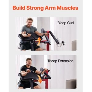 preacher curl machine, 2 in 1 bicep curl machine and triceps extension machine, seated arm isolated bicep station, strength training workout weight bench, exercise equipment for home gym