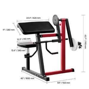 preacher curl machine, 2 in 1 bicep curl machine and triceps extension machine, seated arm isolated bicep station, strength training workout weight bench, exercise equipment for home gym