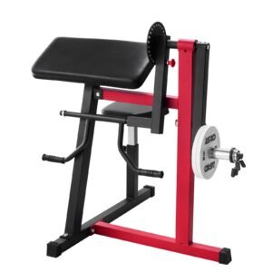 preacher curl machine, 2 in 1 bicep curl machine and triceps extension machine, seated arm isolated bicep station, strength training workout weight bench, exercise equipment for home gym