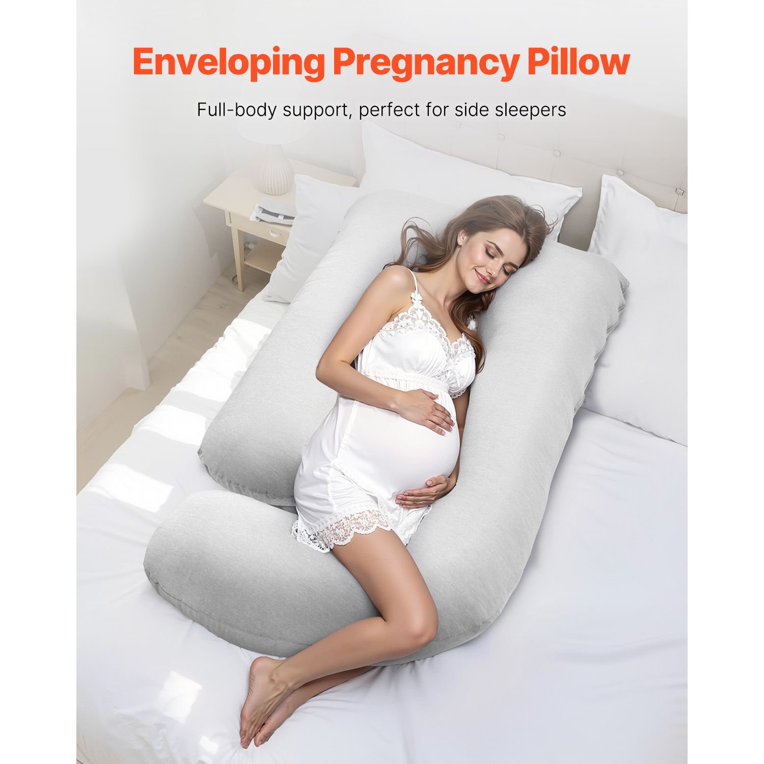 pregnancy pillow, g shaped maternity pillow for sleeping, full body support pillow with removable & washable cover, soft and breathable pregnancy body pillows for back, belly, hips, legs relief