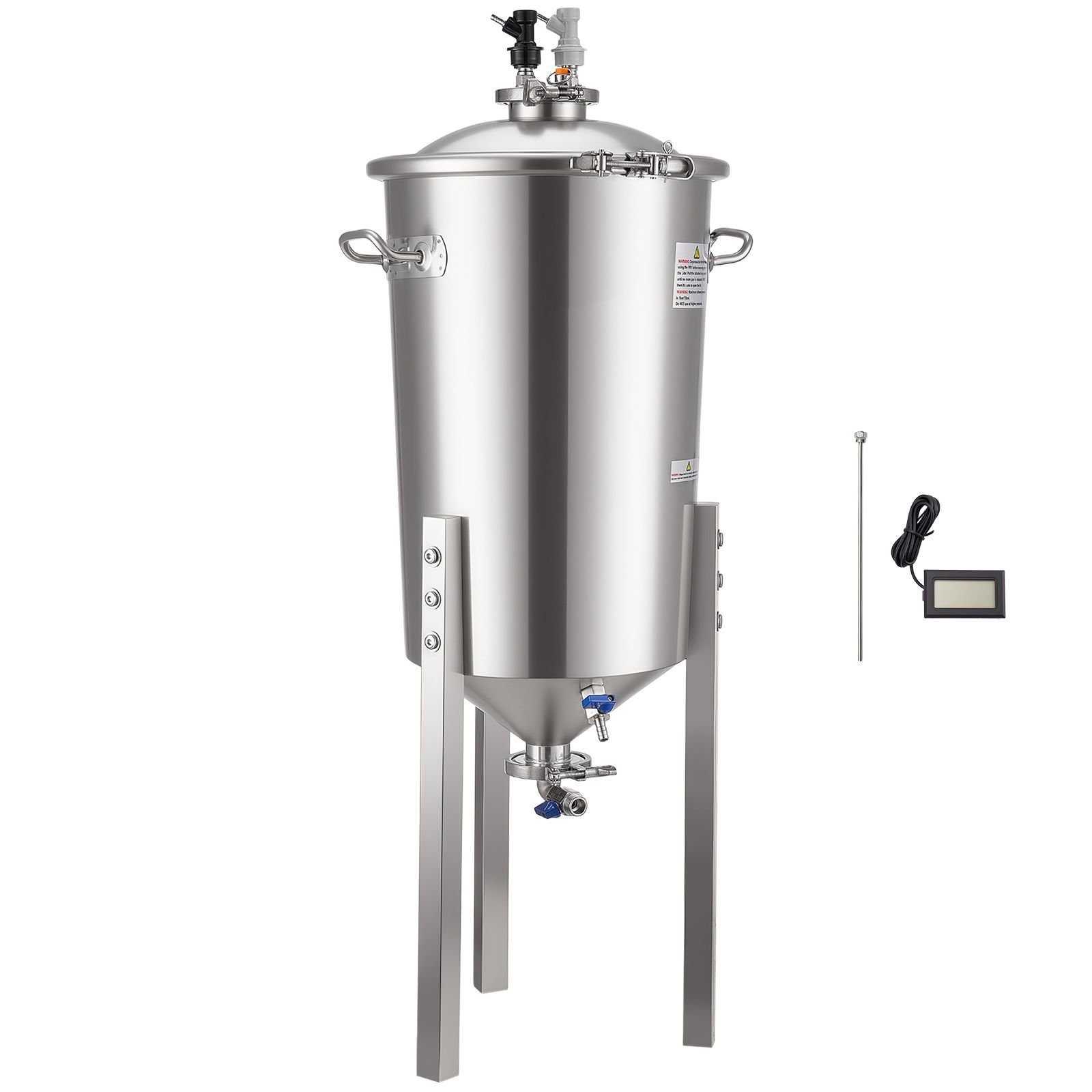 pressure fermenter 15 psi, 8 gal/30l all in one stainless steel conical secondary fermentation bucket, for wine, beer brewing equipment