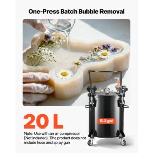 pressure pot paint tank, 5.3 gal/20 l heavy duty steel air tool pressure pot, spray paint pressures pots with three quick connect couplers for home use, diy, art creations, large diameter tank