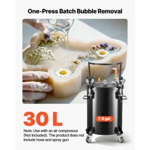 pressure pot paint tank, 7.9 gal/30 l heavy duty steel air tool pressure pot, spray paint pressures pots with three quick connect couplers for home use, diy, art creations, large diameter tank