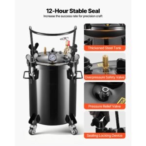 pressure pot paint tank, 7.9 gal/30 l heavy duty steel air tool pressure pot, spray paint pressures pots with three quick connect couplers for home use, diy, art creations, large diameter tank