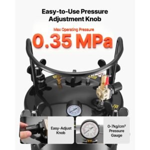 pressure pot paint tank, 7.9 gal/30 l heavy duty steel air tool pressure pot, spray paint pressures pots with three quick connect couplers for home use, diy, art creations, large diameter tank
