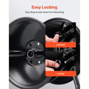 pressure washer hose reel, 50 ft x 3/8 inch heavy duty steel bracket mounted pressure hose reel, wall/floor/truck mount, 4000psi max, manual power hand crank for car/floor washing,garden