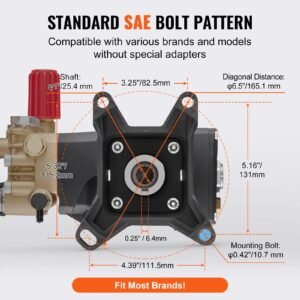 pressure washer pump, 1" shaft horizontal triplex plunger, 4000 psi, 4.0gpm, replacement power washer pumps kit with hardware, compatible with simpson morflex 40224, 40225, 40226, santoprene
