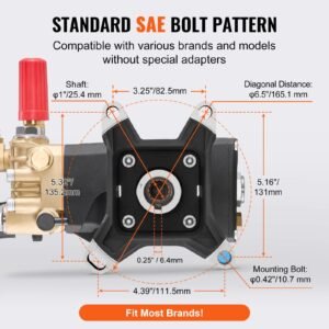 pressure washer pump, 1" shaft horizontal triplex plunger, 4200 psi, 4.2gpm, replacement power washer pumps kit with 5 nozzles, compatible with simpson morflex 40224, 40225, 40226, santoprene