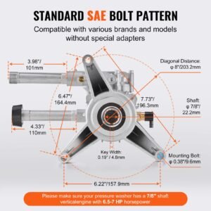 pressure washer pump, 7/8" shaft vertical, 3100 psi, 2.5gpm, replacement power washer pumps kit with 5 nozzles, compatible with briggs & stratton, generac, devilbiss, troy bilt, honda, craftsman