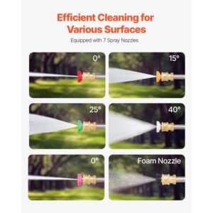 pressure washer telescoping wand, 24 ft, 4000 psi, telescopic spray wand with power washer extension wands, gutter cleaner, pivoting coupler, 7 spray nozzle tips and adjustable support harness