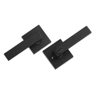 privacy door handle, 10 pack matte black door lever, left or right handing reversible lever with keyless lock, 45° rotation to open, universal square interior for bedroom and bathroom doors