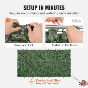 privacy ivy fence, 59 x 118in artificial green wall screen, greenery ivy fence with mesh cloth backing and strengthened joint, faux hedges vine leaf decoration for outdoor garden, yard, balcony