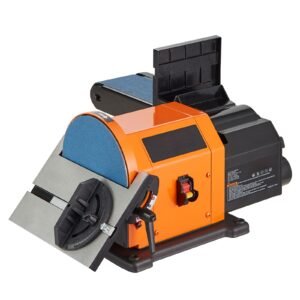 Professional Belt Sander, 6" Disc Sander and 4 x 36 in. Belt Sander with 5A Induction Motor Cast Aluminum Worktable for Woodworking, Metalworking