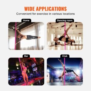 professional dancing pole, spinning static dancing pole kit, portable removable pole, 40mm heavy duty stainless steel pole, height adjustable fitness pole, for exercise home club gym, pink