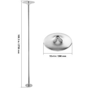professional dancing pole, spinning static dancing pole kit, portable removable pole, 45mm heavy duty stainless steel pole, height adjustable fitness pole, for exercise home club gym, silver