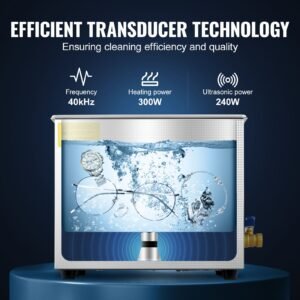 professional ultrasonic cleaner, 10l ultrasonic jewelry cleaner with digital timer & heater, stainless steel industrial sonic cleaner 40khz for glasses, watches, rings, small parts