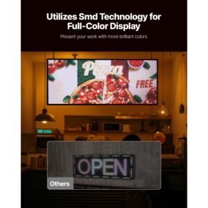 programmable led sign, p6 full color flexible digital scrolling panel, diy custom text pattern gif display board, bluetooth app control message shop sign for store business advertising, 40x18 in