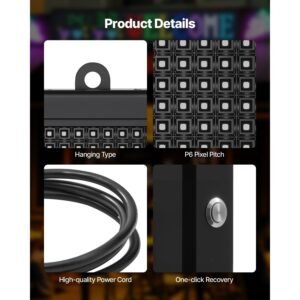 programmable led sign, p6 full color flexible digital scrolling panel, diy custom text pattern gif display board, bluetooth app control message shop sign for store business advertising, 40x18 in