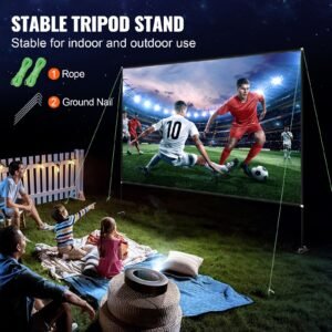projector screen with stand 150inch portable movie screen 16:9 4k hd wide angle outdoor projector screen stand easy assembly with storage bag for home theater office outdoor use