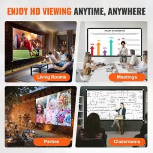 projector screen with stand 150inch portable movie screen 16:9 4k hd wide angle outdoor projector screen stand easy assembly with storage bag for home theater office outdoor use