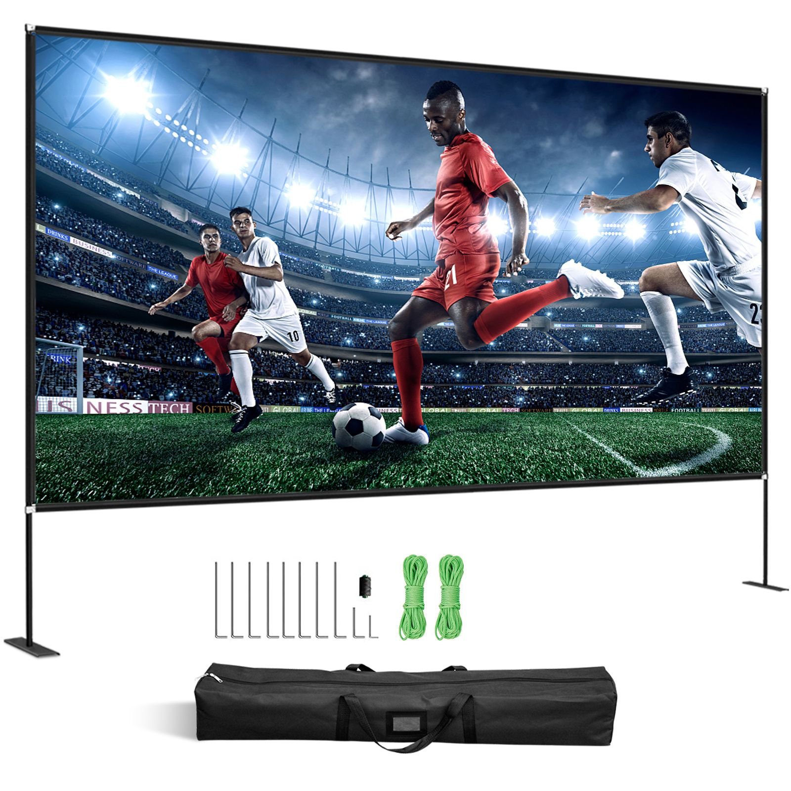 projector screen with stand 150inch portable movie screen 16:9 4k hd wide angle outdoor projector screen stand easy assembly with storage bag for home theater office outdoor use