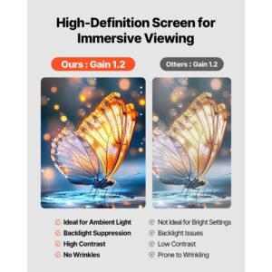 projector screen with stand, 80 inch 160° wide angle indoor outdoor projection screen, 16:9 4k hd wrinkleless portable tripod screens with carry bag, for movie home theater office presentation