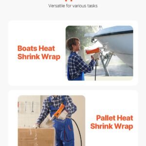 propane heat gun, up to 187660 btu hot air gun with adjustable regulator, 26 ft hose, and hard carrying case, ideal for boat plastic film shrink wrapping, pallet packaging, crafting