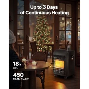 propane heater, 6000 to 18000 btu propane cabinet heater with 3 modes temp settings & tip over protection, garage radiator heat up to 450 sq.ft, for camping,garage, patio,indoor/outdoor