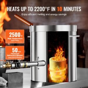 Propane Melting Furnace Kit, 8KG/18lbs Gas Metal Melting Furnace Kit, Foundry Home Kiln with Crucible, Tongs, Wooden Handle, Smelting Casting Tool for Gold Silver Copper Aluminum Metal Recycle