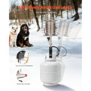 propane tank top heater, 42000 btu rapid heating 360 degree infrared radiant tank top gas heater, stepless temperature adjustment for ice fishing/ hunting/outdoor work, single burner