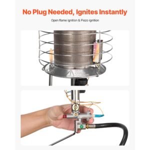 propane tank top heater, 42000 btu rapid heating 360 degree infrared radiant tank top gas heater, stepless temperature adjustment for ice fishing/ hunting/outdoor work, single burner