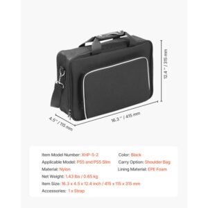 ps5 carrying case, travel bag for playstation 5 & ps5 slim waterproof nylon, soft interior lining & padded dividers for extra protection, spacious design with carry handle for storage, home