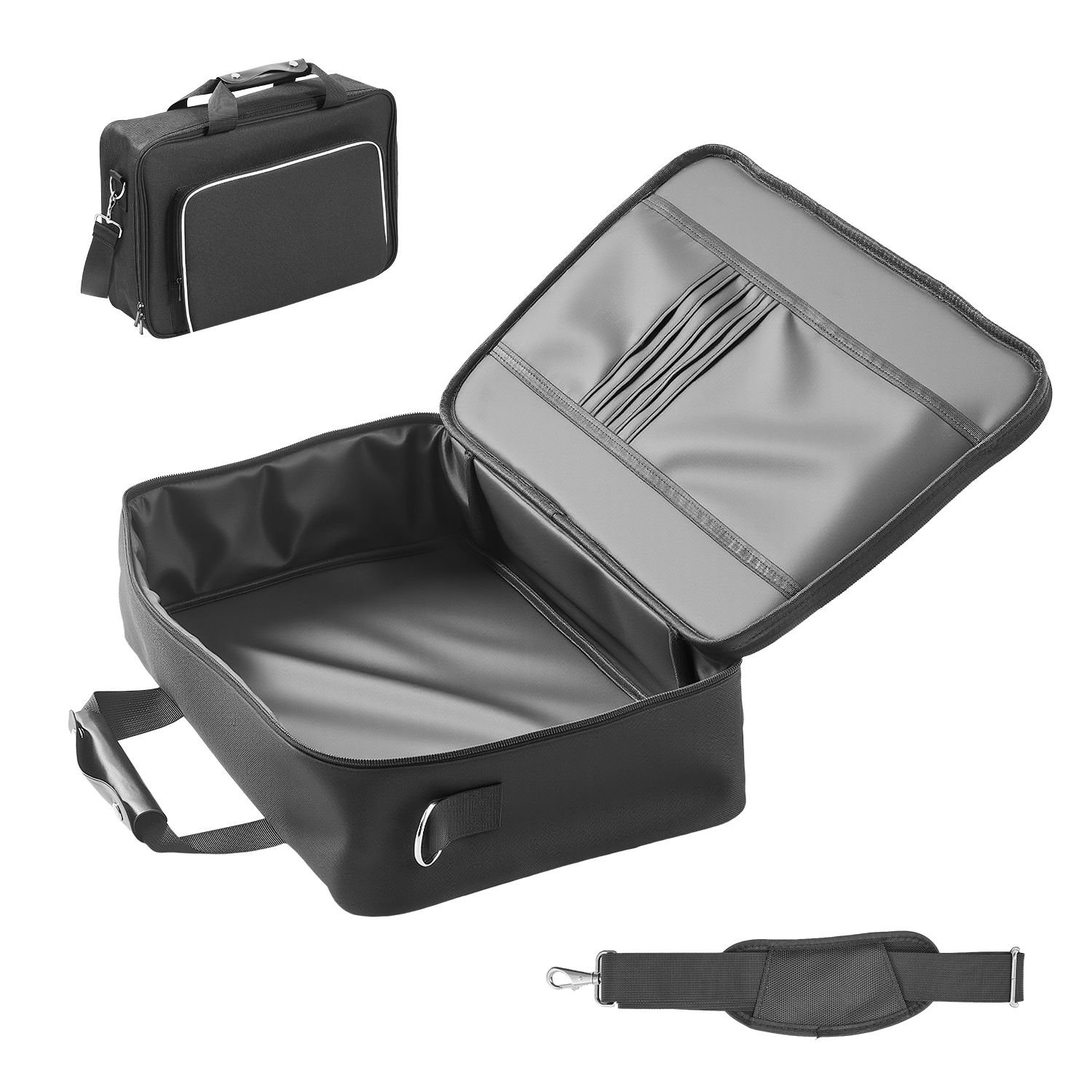 ps5 carrying case, travel bag for playstation 5 & ps5 slim waterproof nylon, soft interior lining & padded dividers for extra protection, spacious design with carry handle for storage, home