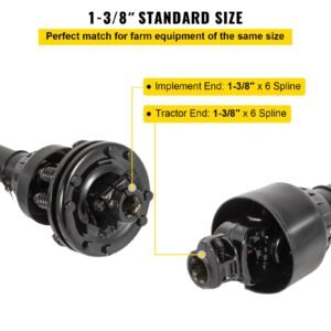 pto shaft, 1 3/8' 6 spline tractor and implement ends pto driveline shaft, series 4 tractor pto shaft, 43' 59' brush hog pto shaft with slip clutch black, for finish mower, rotary cutter