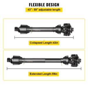 pto shaft, 1 3/8' 6 spline tractor and implement ends pto driveline shaft, series 4 tractor pto shaft, 43' 59' brush hog pto shaft with slip clutch black, for finish mower, rotary cutter