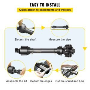pto shaft, 1 3/8' 6 spline tractor and implement ends pto driveline shaft, series 4 tractor pto shaft, 43' 59' brush hog pto shaft with slip clutch black, for finish mower, rotary cutter