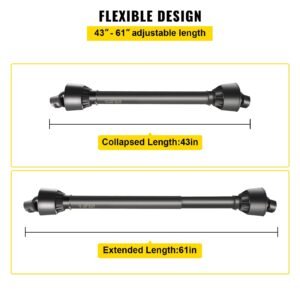 pto shaft, 1 3/8" pto drive shaft, 6 spline tractor, round implement ends pto driveline shaft, series 4 tractor pto shaft, 43" 61" brush hog pto shaft black, for finish mower, rotary cutter