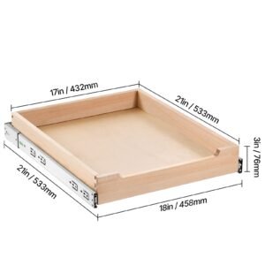 pull out cabinet organizer, 17"w x 21"d cabinet drawer, soft close slide out shelf, heavy duty sliding wood drawer, bottom and side assembly base cabinet organization for kitchen pantry bathroom