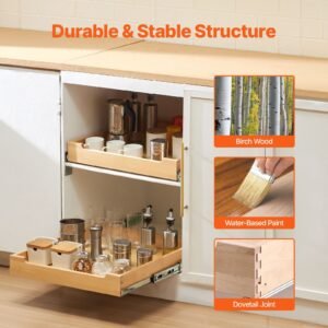pull out cabinet organizer, 20"w x 21"d cabinet drawer, soft close slide out shelf, heavy duty sliding wood drawer, bottom and side assembly base cabinet organization for kitchen pantry bathroom