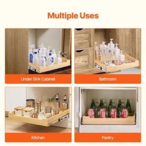 pull out cabinet organizer, 20"w x 21"d cabinet drawer, soft close slide out shelf, heavy duty sliding wood drawer, bottom and side assembly base cabinet organization for kitchen pantry bathroom