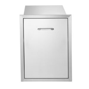pull out trash drawer 17.7x22.8 inch raised style trash bin with pull out tray stainless steel trash drawer with handle for outdoor kitchen bbq island, trash can not included
