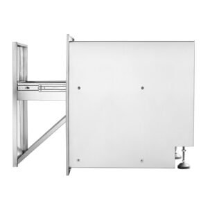 pull out trash drawer 17.7x22.8 inch raised style trash bin with pull out tray stainless steel trash drawer with handle for outdoor kitchen bbq island, trash can not included
