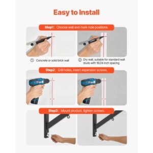 pull up bar, multi grip wall mounted pull ups, 50 in width multifunctional chin up training station, heavy duty steel upper body workout bars with hangers, 440 lbs weight capacity, for home gym