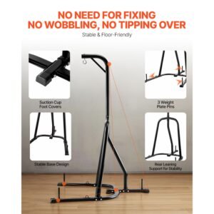 punching bag stand, steel heavy duty workout equipment, boxing punching bag stand, holds up to 140 lbs, freestanding sandbag rack with weighted base, training equipment for home gym fitness